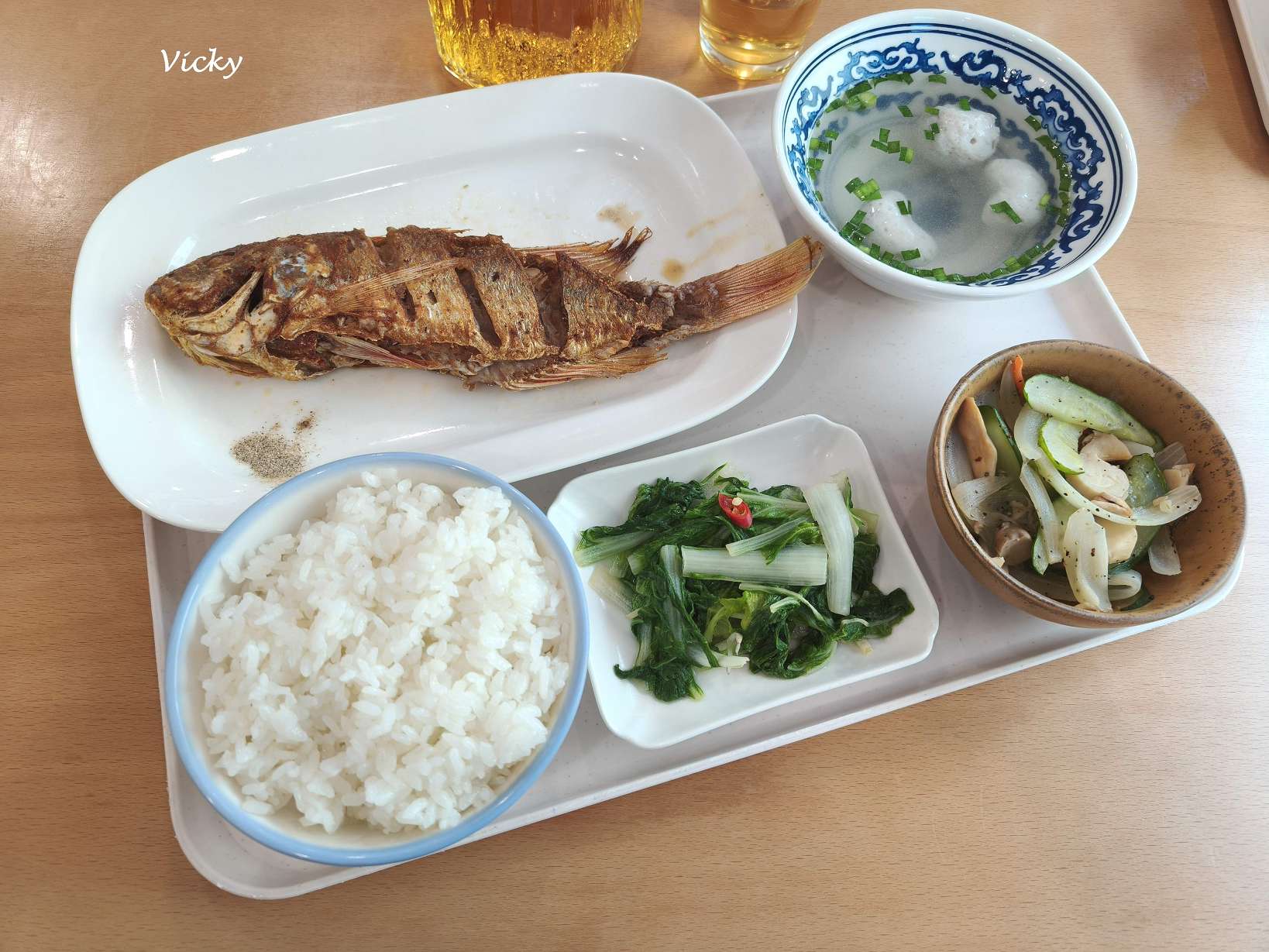 台南米穗糧行現流海鮮套餐,美味的乾煎日本金線魚與安心家常配菜